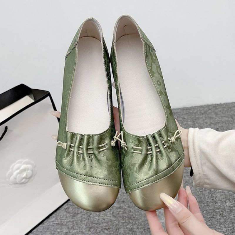 Women'S Shoes For Work - Chinese Style Color Block Slip-on Flats,