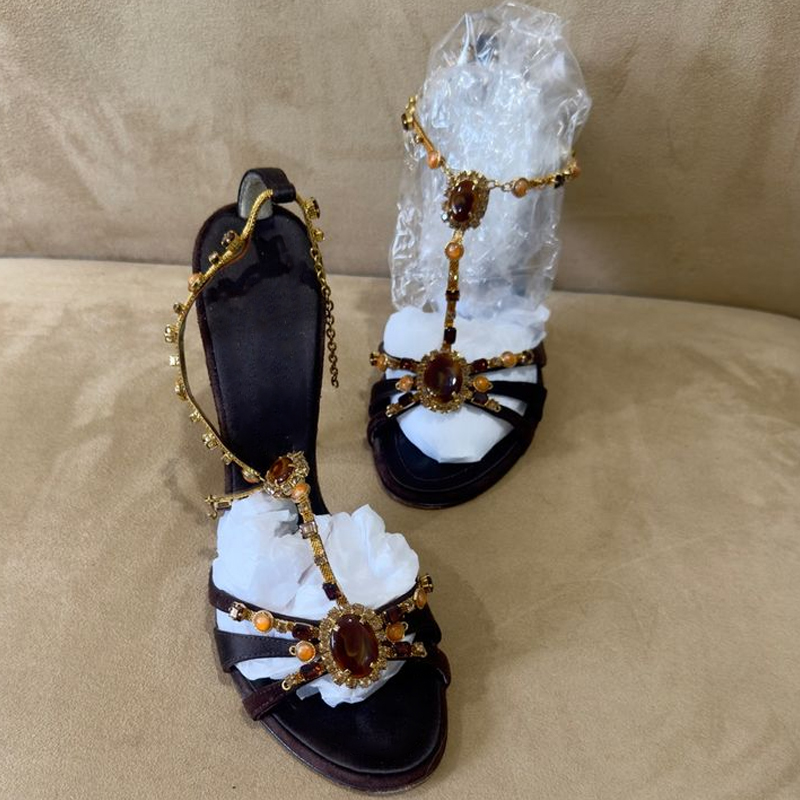 Rhinestone Sandal Women - Rhinestone Open Toe Cross Straps Stilettos