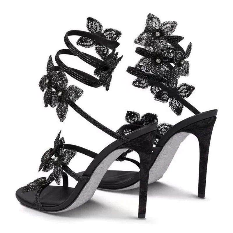 Rhinestone Sandal Women - Aneikeh Fashion Crystal Rhinestone High Heels