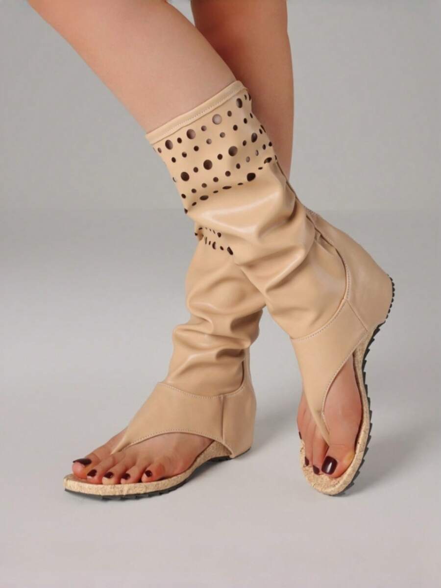Womens Beige Knee High Open To – обзор и цена Cork Wedge Sandal