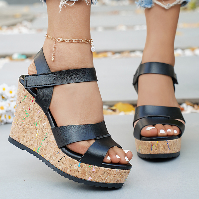 Women's Silver Chunky Platform – обзор и цена Cork Wedge Sandal