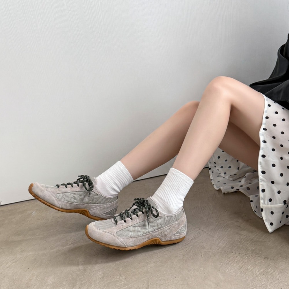 Vintage Stitching Panel Suede  – обзор и цена Women Shoes Sneakers