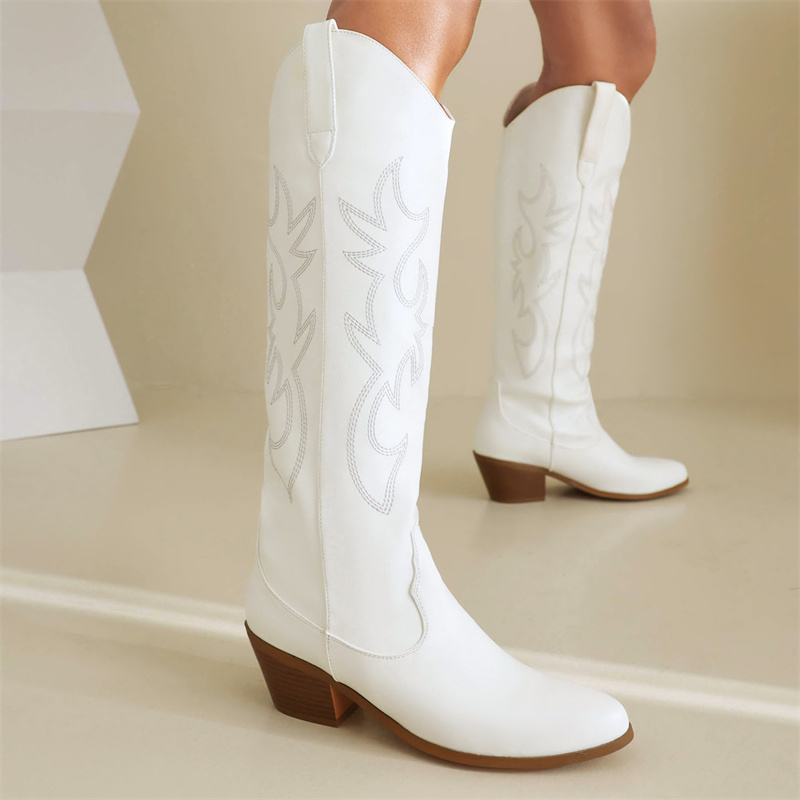 White Women's Knee High Boots  – обзор и цена Western Cowgirl Boot