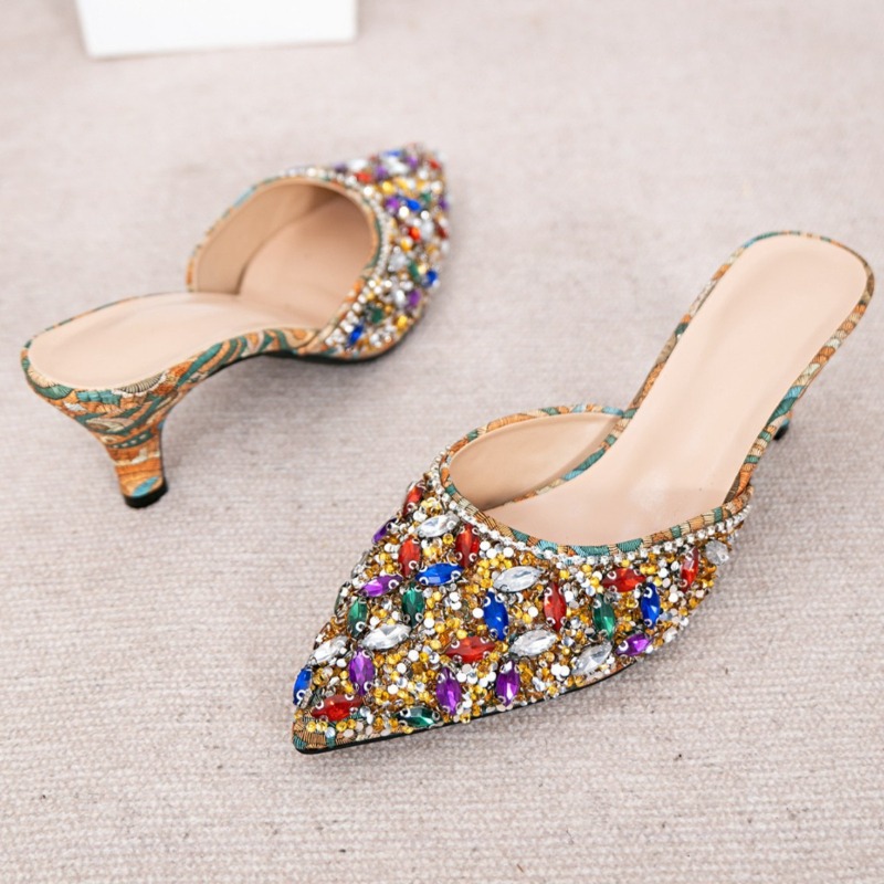Luxury Rhinestone Kitten Heel  – обзор и цена Rhinestone Sandal Women