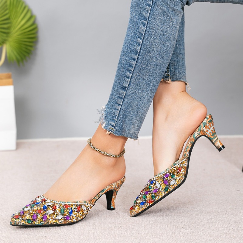 Luxury Rhinestone Kitten Heel  – обзор и цена Rhinestone Sandal Women