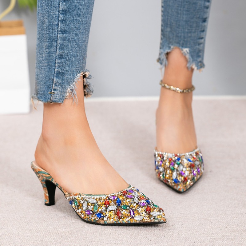 Luxury Rhinestone Kitten Heel  – обзор и цена Rhinestone Sandal Women