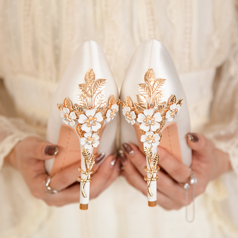Luxury Metal Flowers Heel Crys – обзор и цена Women Shoes Ysl