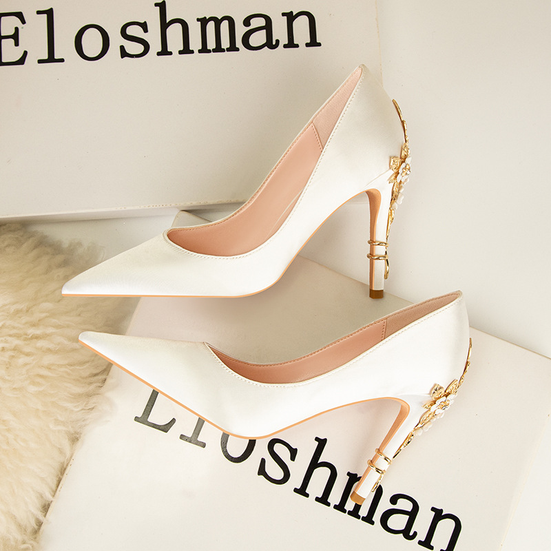 Luxury Metal Flowers Heel Crys – обзор и цена Women Shoes Ysl