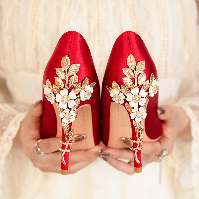 Luxury Metal Flowers Heel Crys – обзор и цена Women Shoes Ysl
