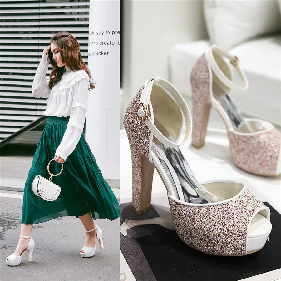 White Wedding Party Women Plat – обзор и цена Ankle Strap Heels