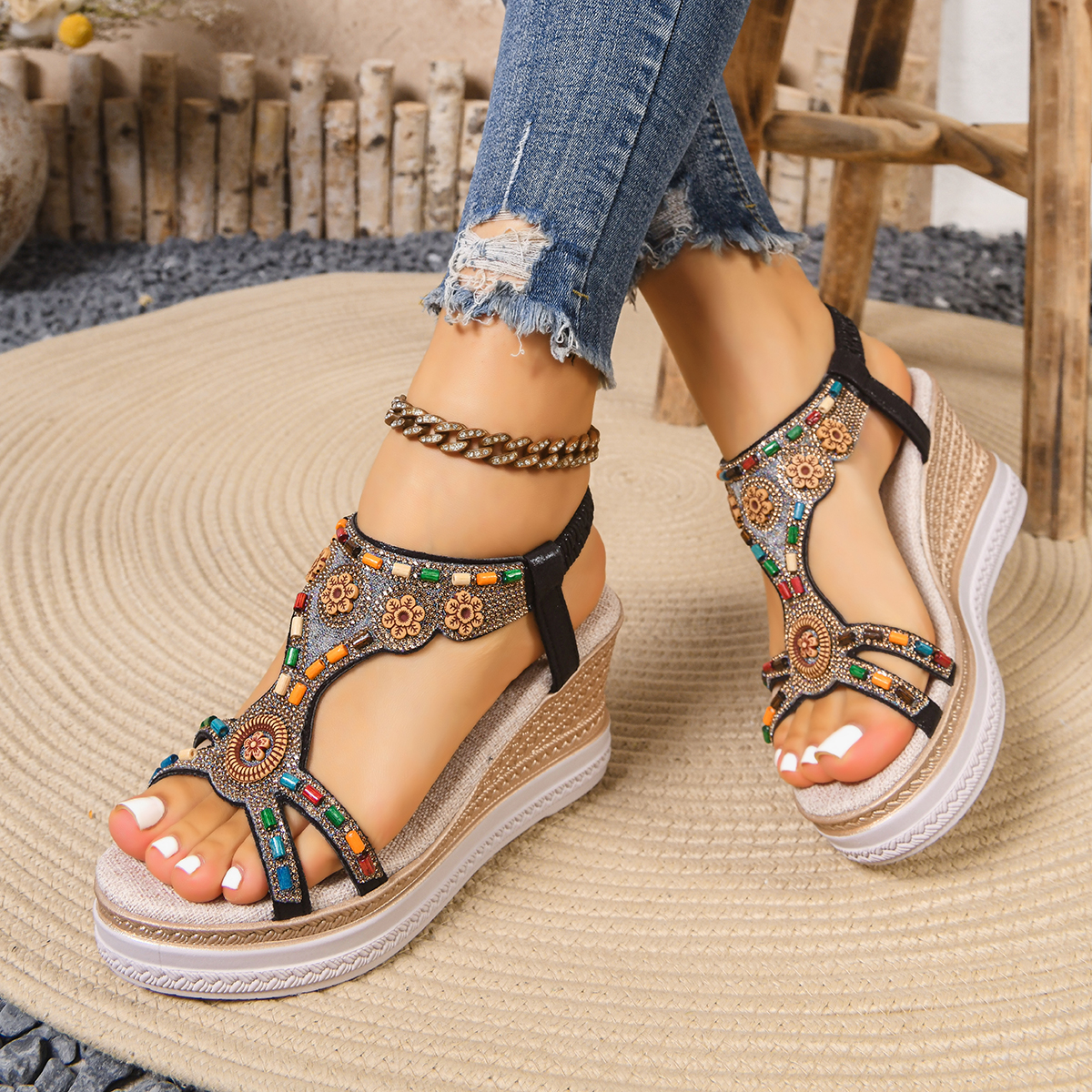 Rome Heels Fall New Round Toe  – обзор и цена Cork Wedge Sandal