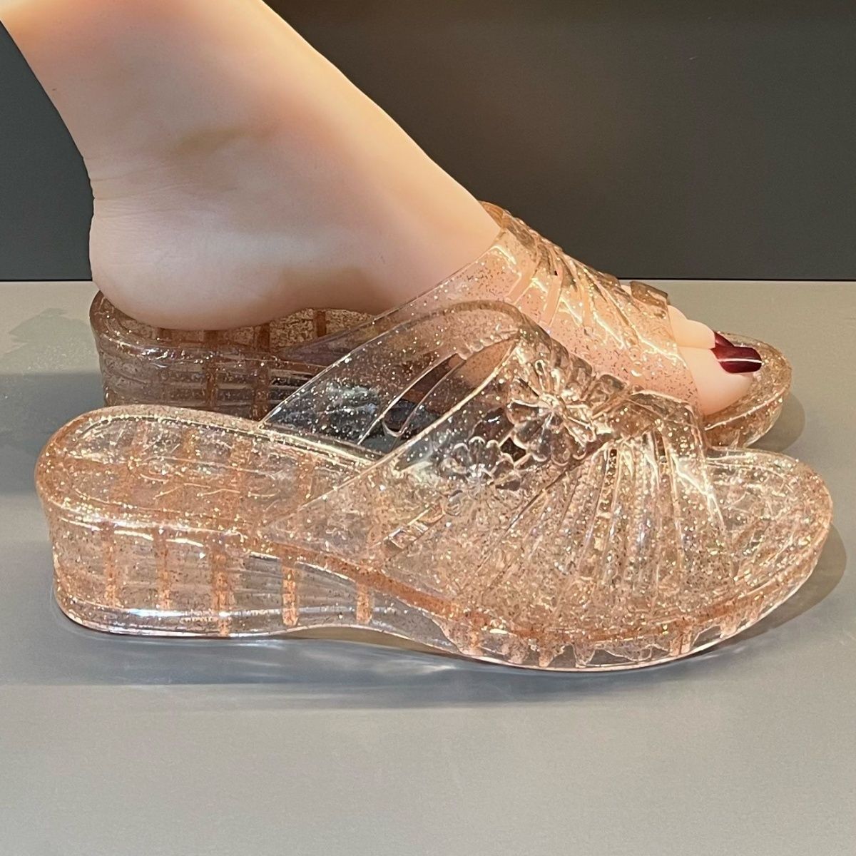WFashion Purple Glitter Jelly  – обзор и цена Women Shoes Mules