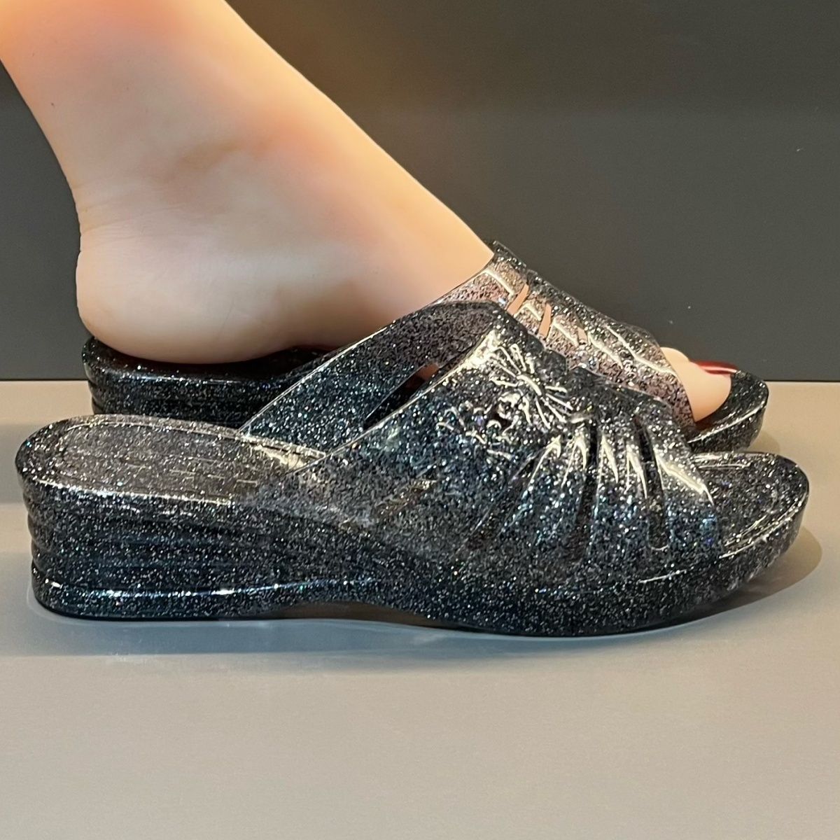 WFashion Purple Glitter Jelly  – обзор и цена Women Shoes Mules