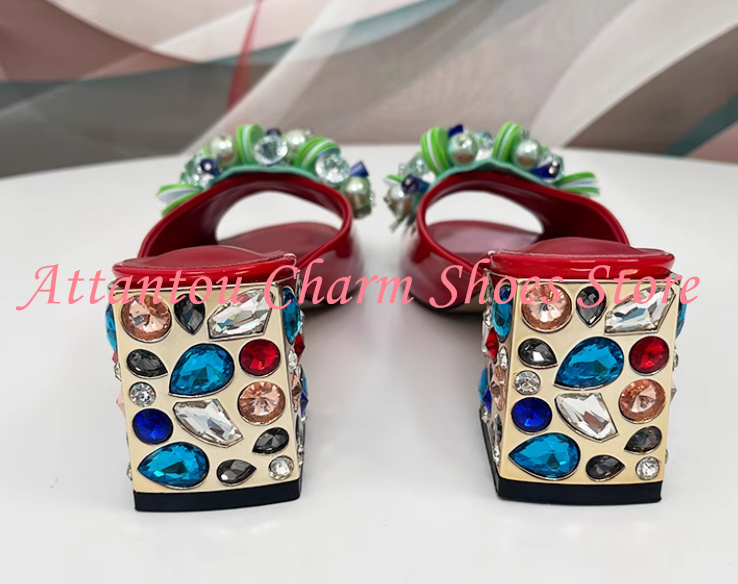 New Crystal Chunky Heel Woman  – обзор и цена Rhinestone Sandal Women