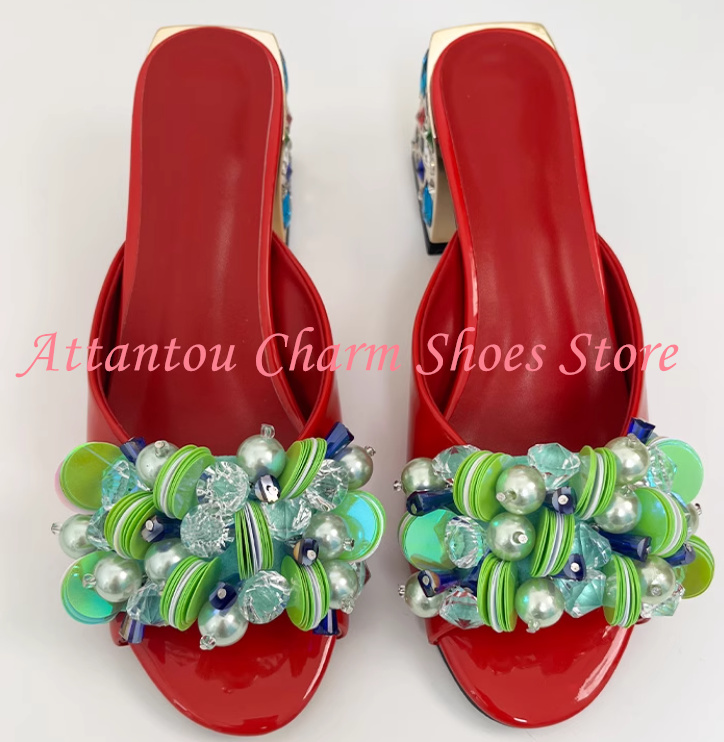 New Crystal Chunky Heel Woman  – обзор и цена Rhinestone Sandal Women