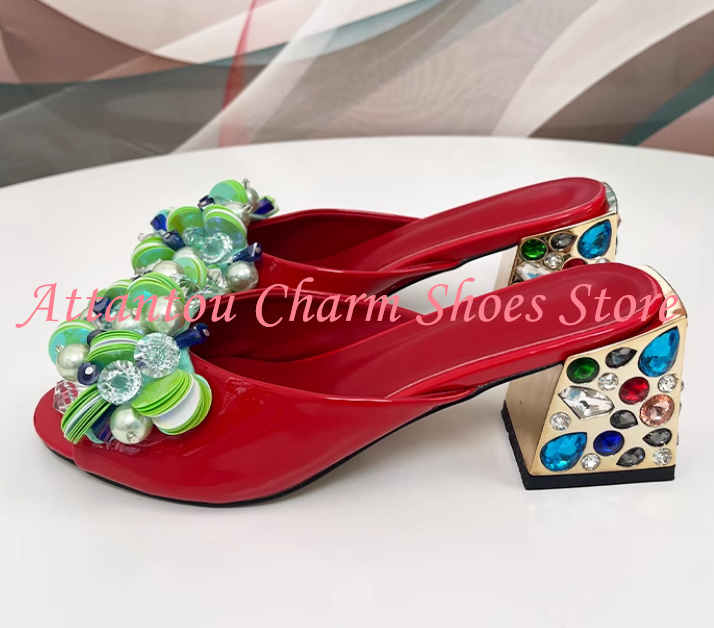 New Crystal Chunky Heel Woman  – обзор и цена Rhinestone Sandal Women