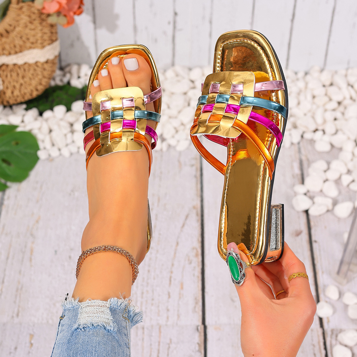 2026 New Large Size Colorful W – обзор и цена Ankle Strap Heels