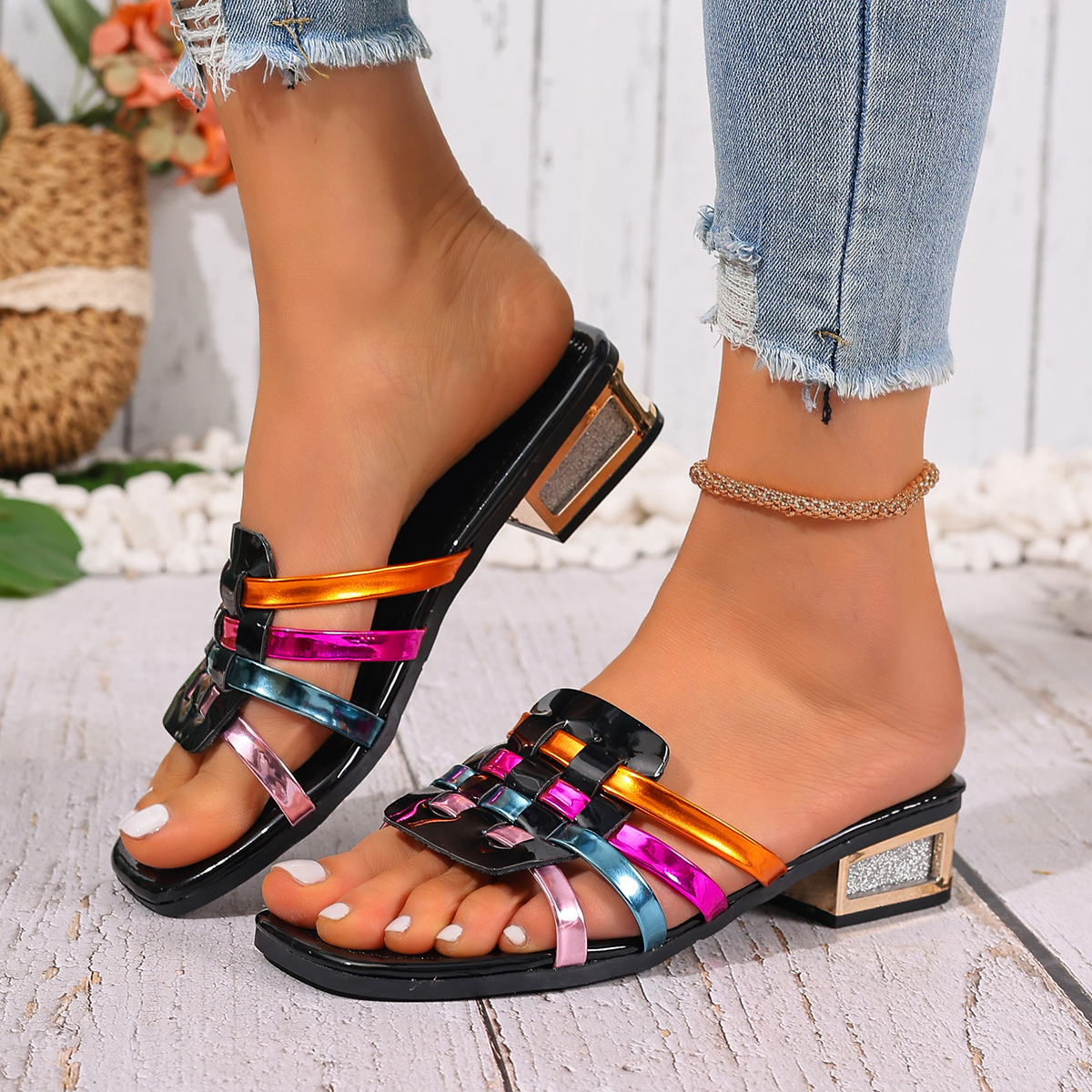 2026 New Large Size Colorful W – обзор и цена Ankle Strap Heels