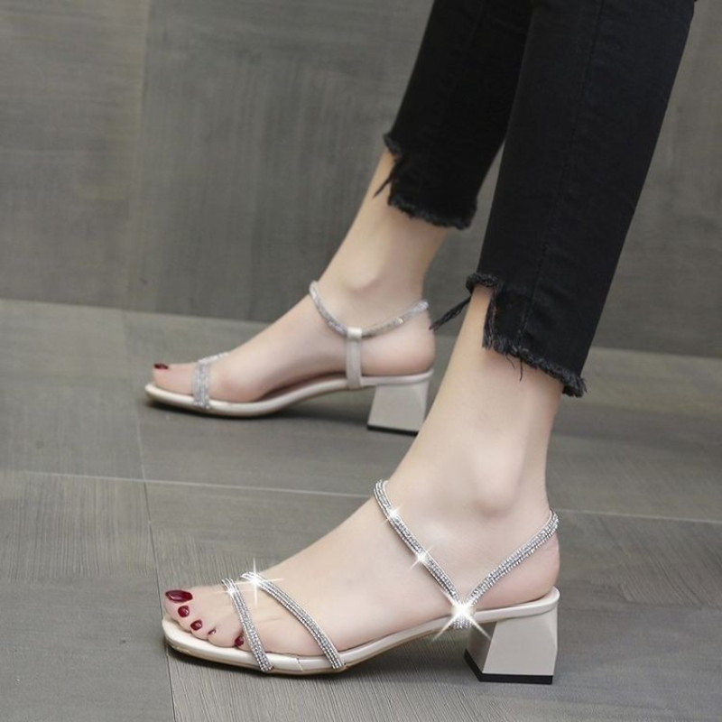 Women's Square Toe Rhinestone  – обзор и цена Rhinestone Sandal Women